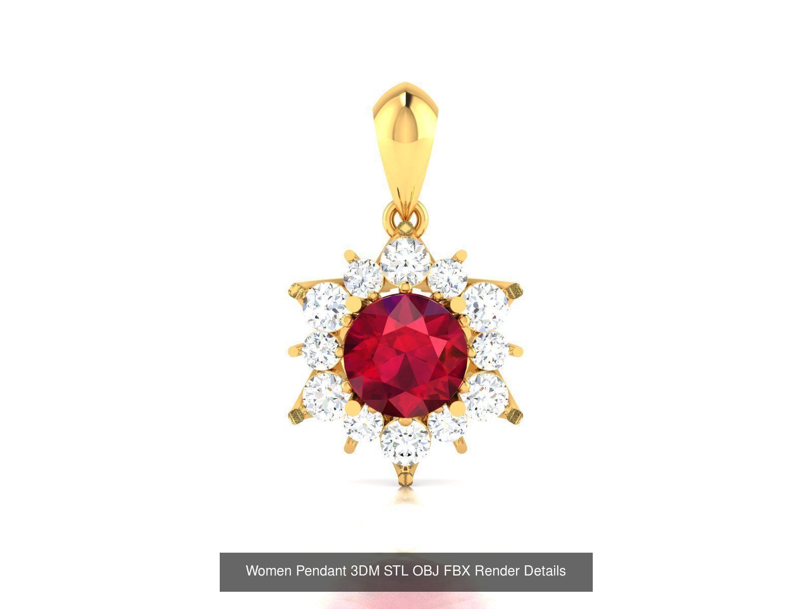 100 Diamond Pendant 3dm STL FBX OBJ Render Details Collection _35