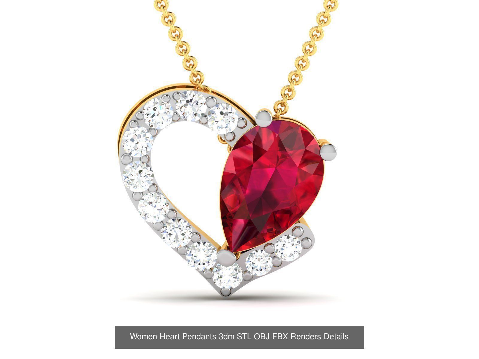 100 Diamond Pendant 3dm STL FBX OBJ Render Details Collection _114