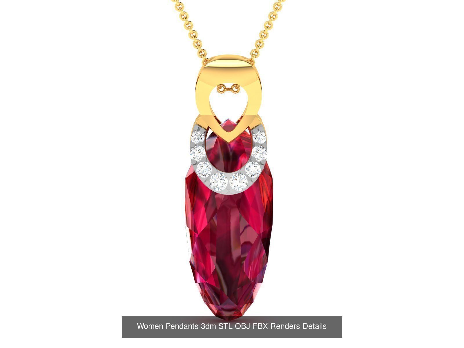 100 Diamond Pendant 3dm STL FBX OBJ Render Details Collection _116