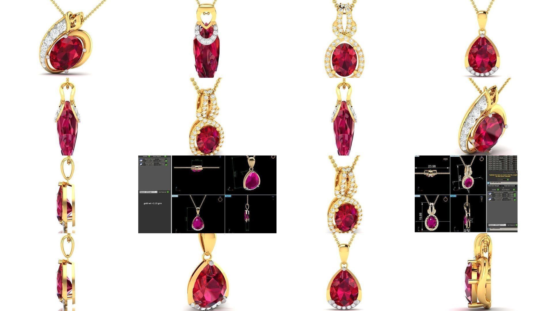 100 Diamond Pendant 3dm STL FBX OBJ Render Details Collection _17