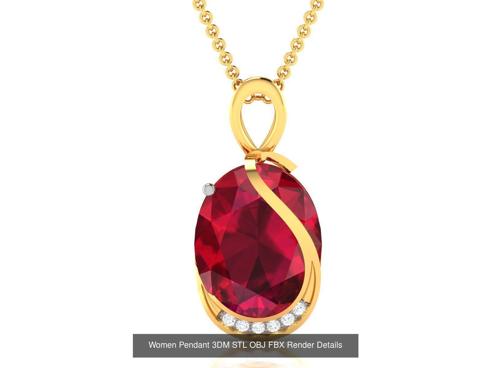 100 Diamond Pendant 3dm STL FBX OBJ Render Details Collection _41