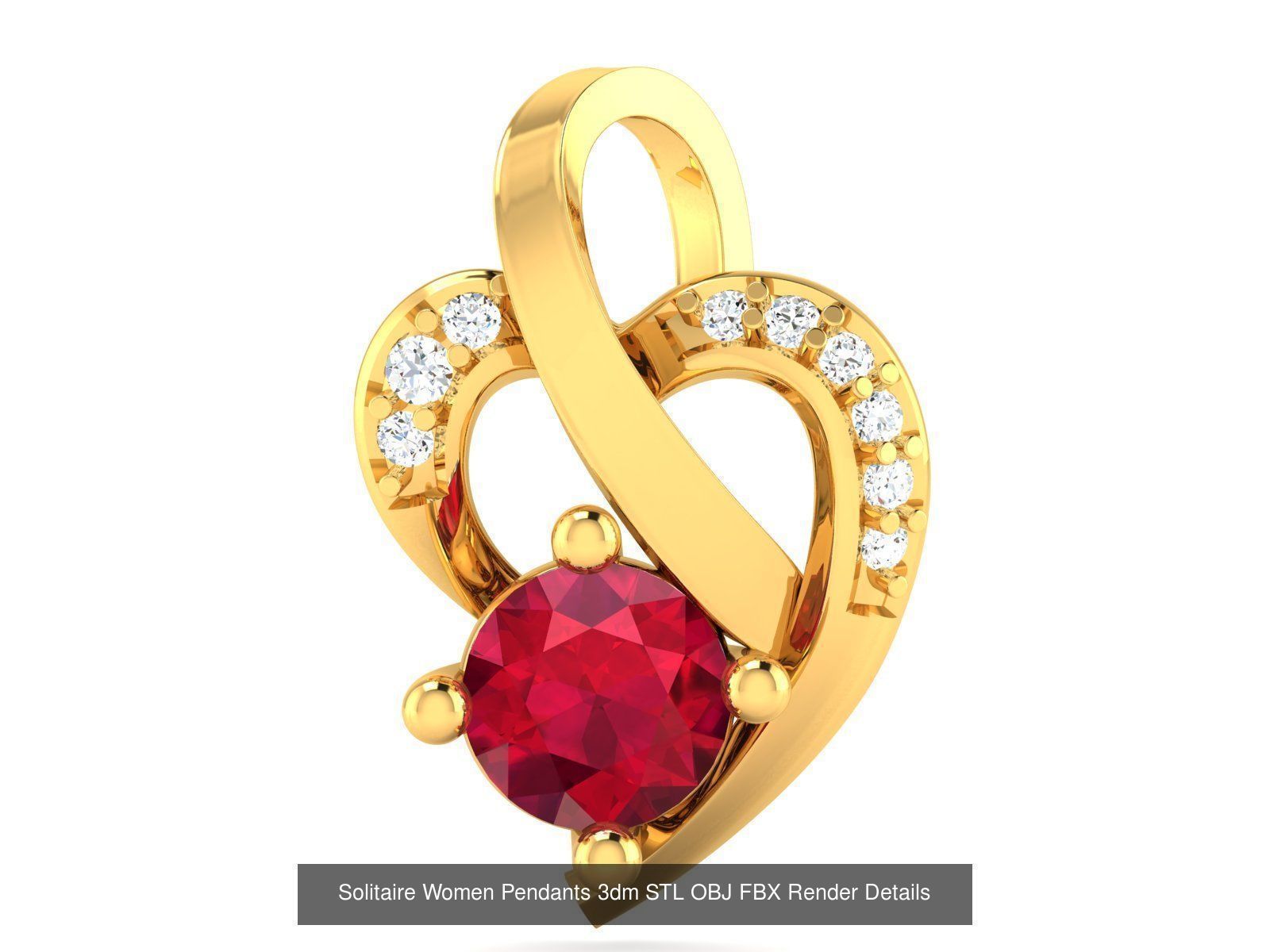 100 Diamond Pendant 3dm STL FBX OBJ Render Details Collection _70