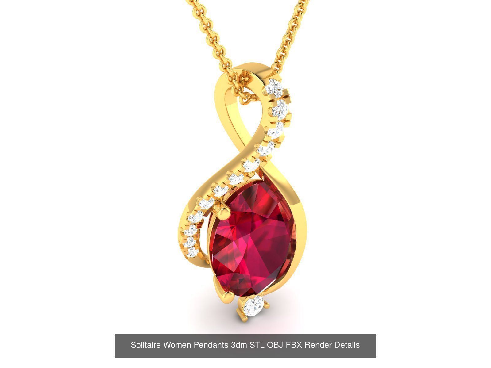 100 Diamond Pendant 3dm STL FBX OBJ Render Details Collection _71