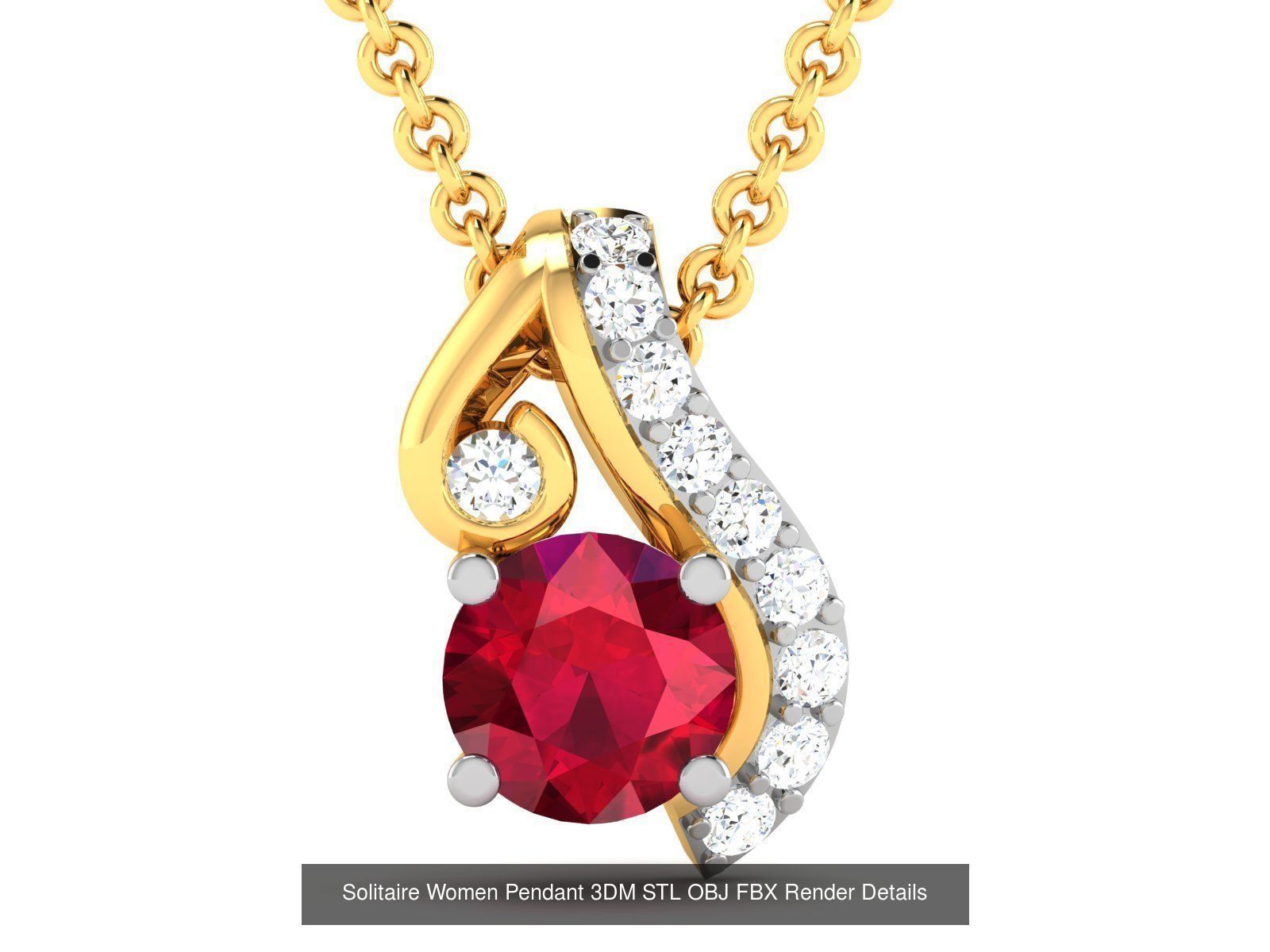 100 Diamond Pendant 3dm STL FBX OBJ Render Details Collection _85