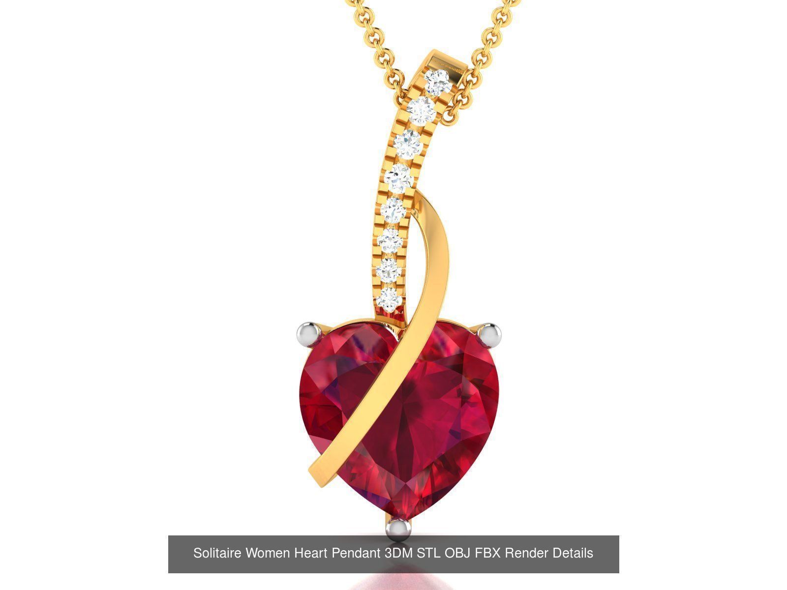 100 Diamond Pendant 3dm STL FBX OBJ Render Details Collection _79