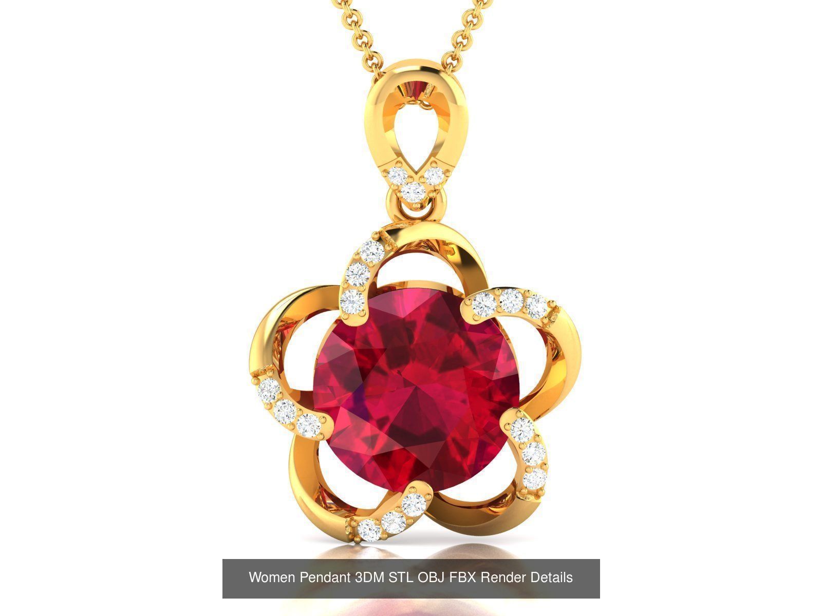 100 Diamond Pendant 3dm STL FBX OBJ Render Details Collection _51