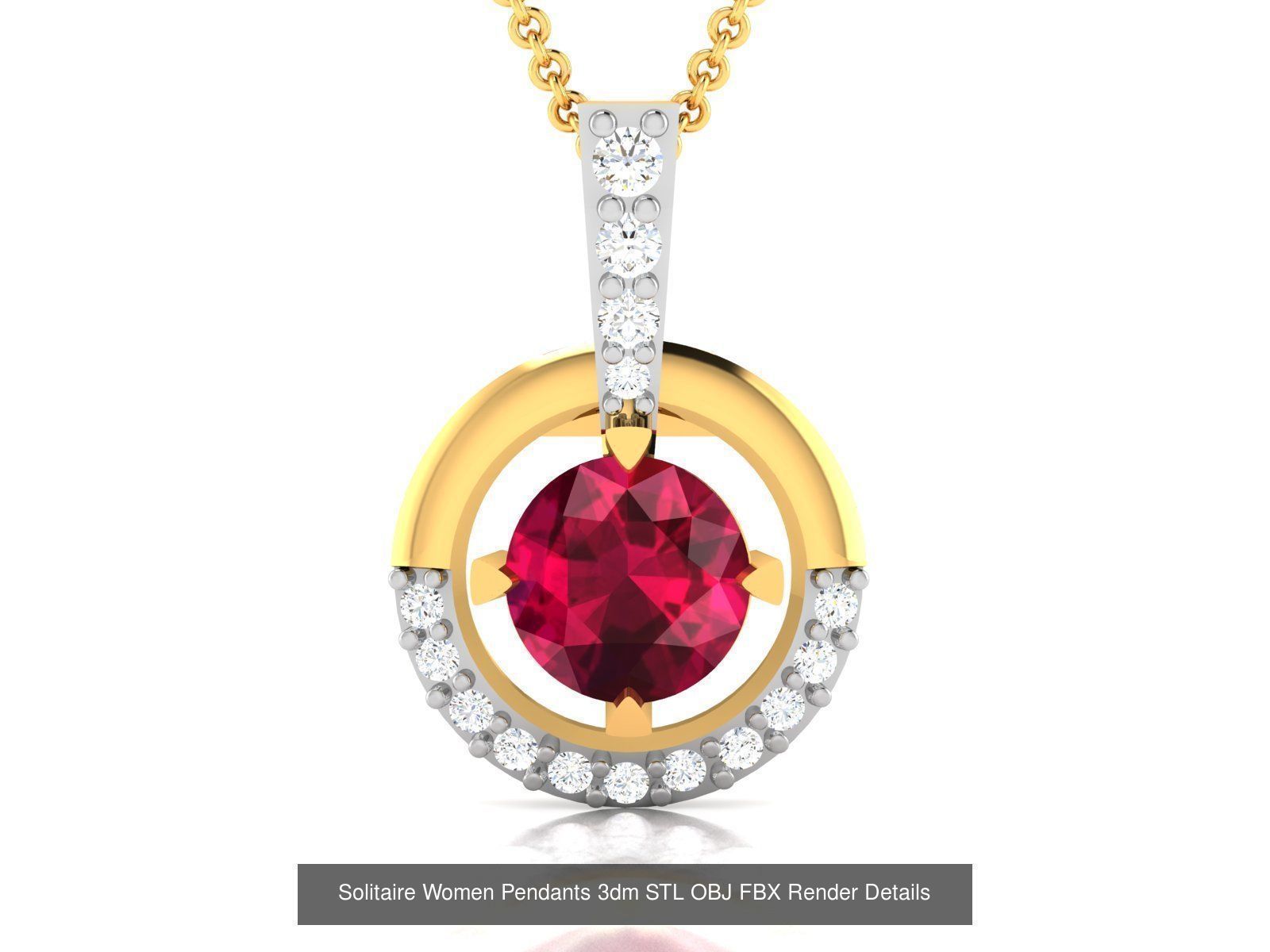 100 Diamond Pendant 3dm STL FBX OBJ Render Details Collection _56