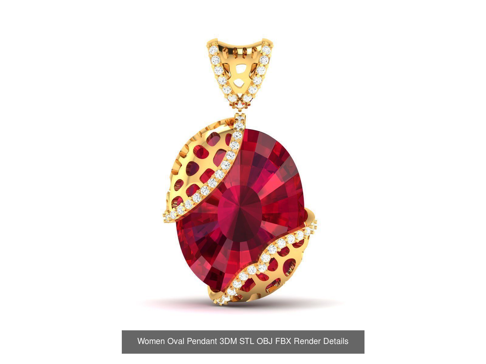 100 Diamond Pendant 3dm STL FBX OBJ Render Details Collection _39