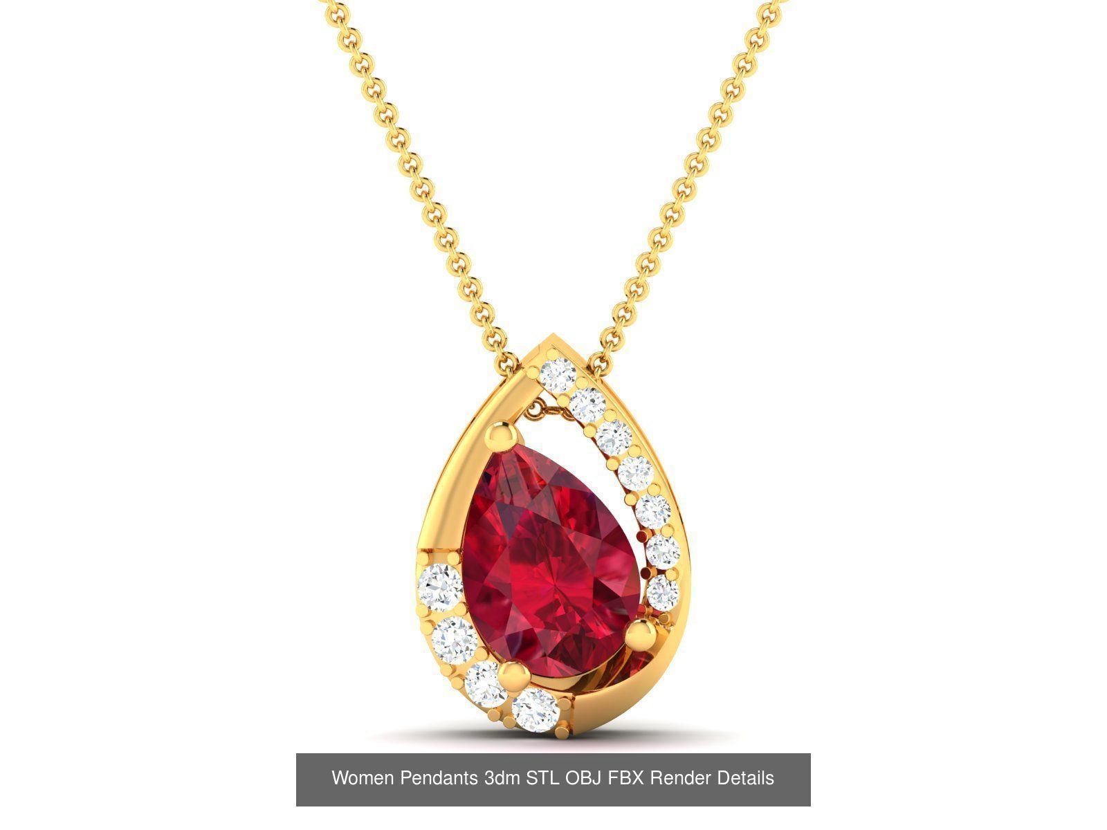 100 Diamond Pendant 3dm STL FBX OBJ Render Details Collection _92