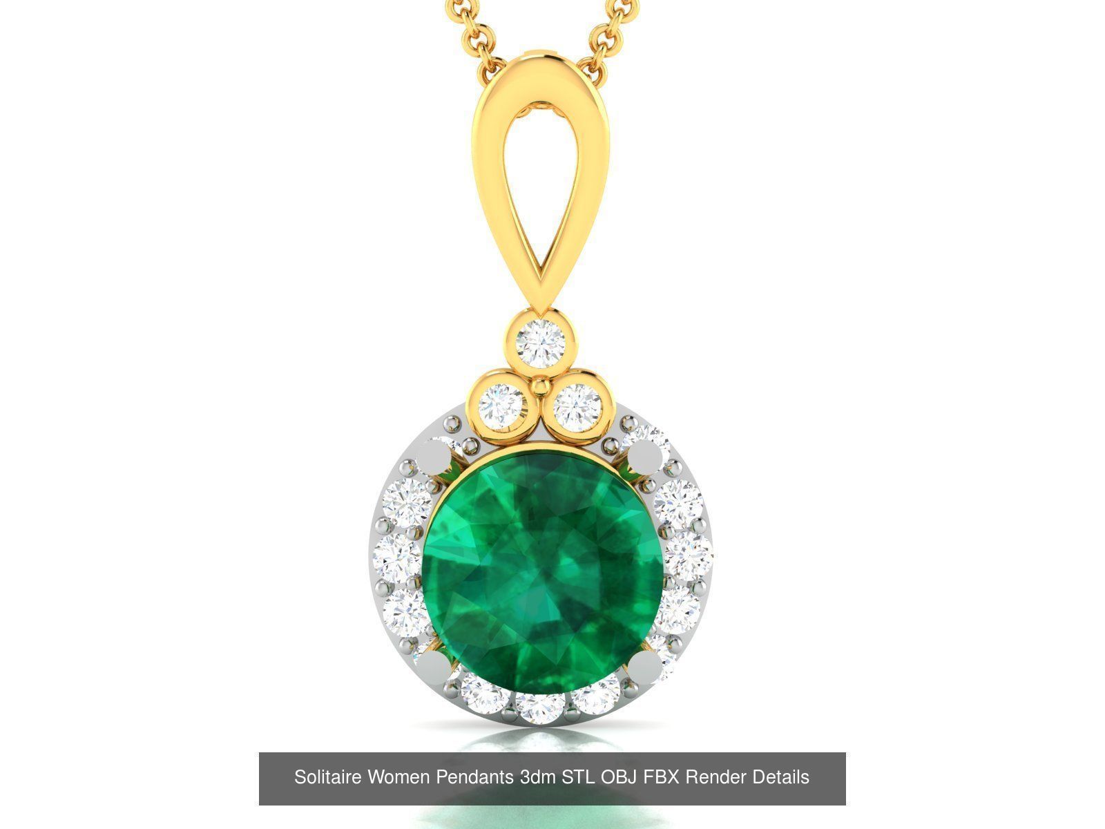 100 Diamond Pendant 3dm STL FBX OBJ Render Details Collection _54