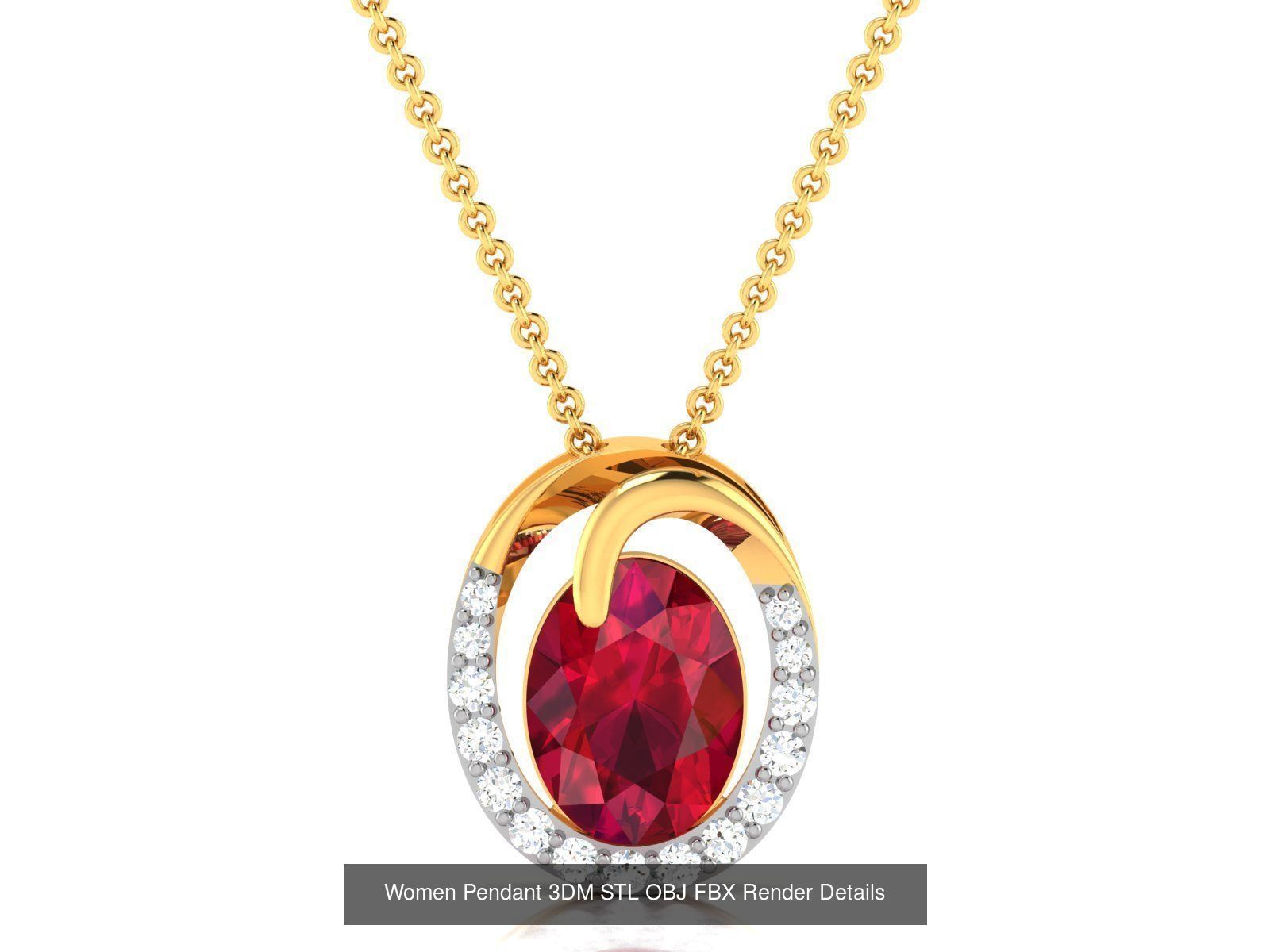 100 Diamond Pendant 3dm STL FBX OBJ Render Details Collection _46