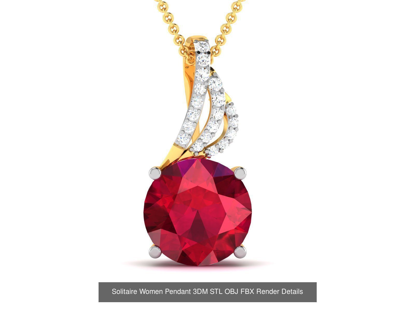 100 Diamond Pendant 3dm STL FBX OBJ Render Details Collection _78