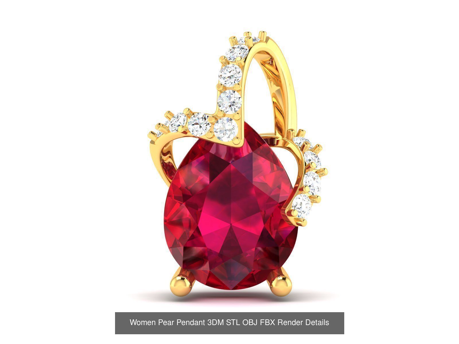 100 Diamond Pendant 3dm STL FBX OBJ Render Details Collection _31