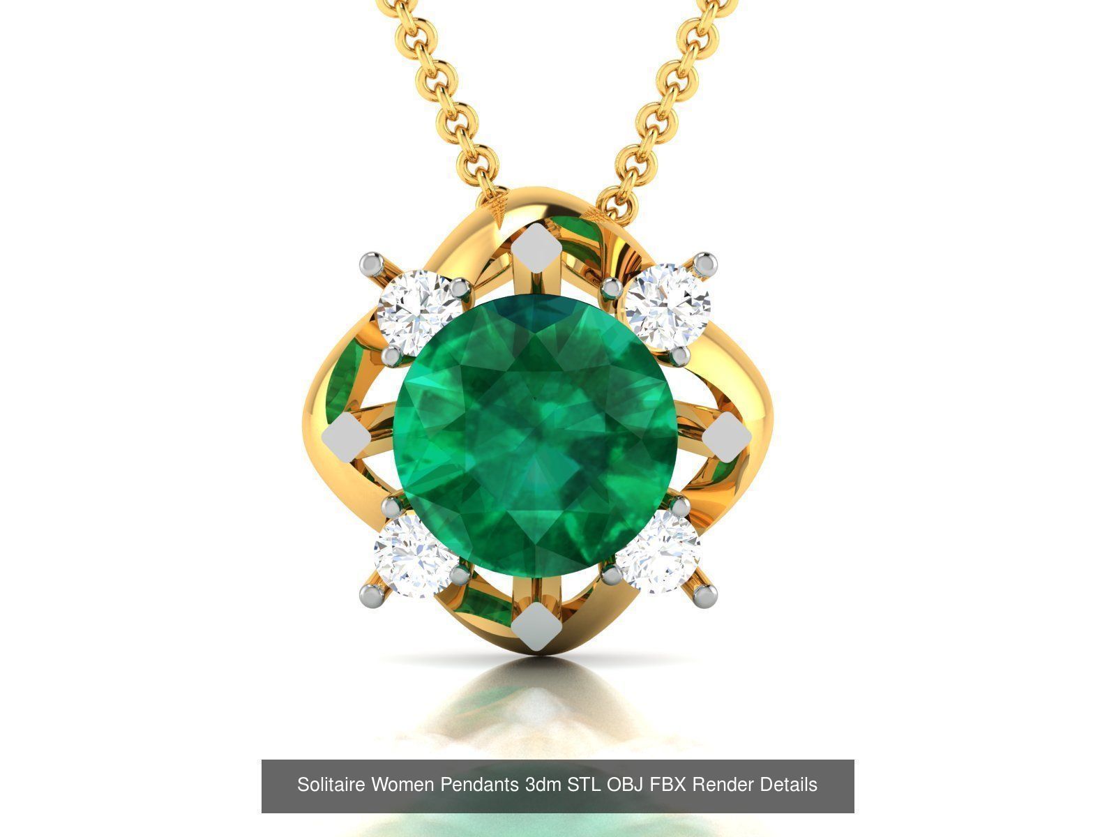 100 Diamond Pendant 3dm STL FBX OBJ Render Details Collection _53