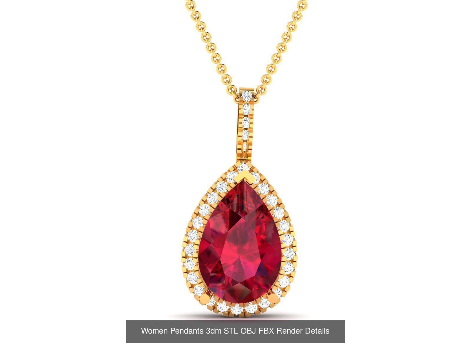 100 Diamond Pendant 3dm STL FBX OBJ Render Details Collection _109