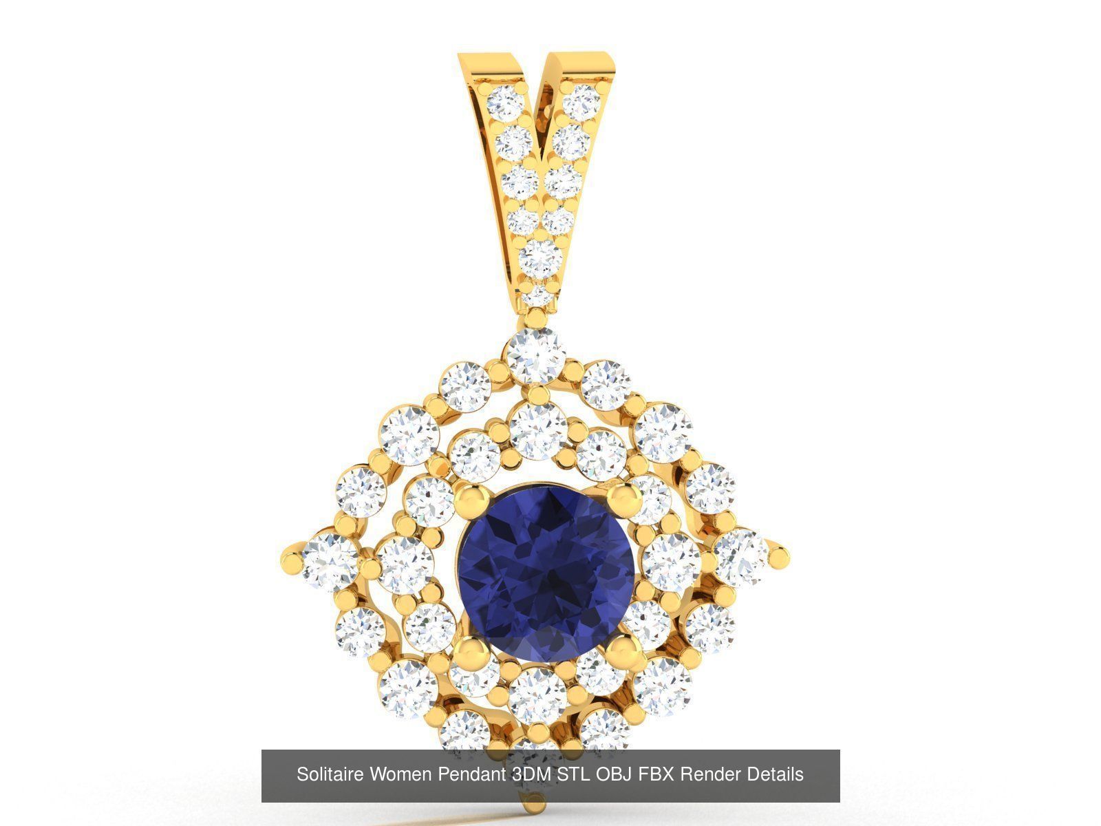 100 Diamond Pendant 3dm STL FBX OBJ Render Details Collection _88