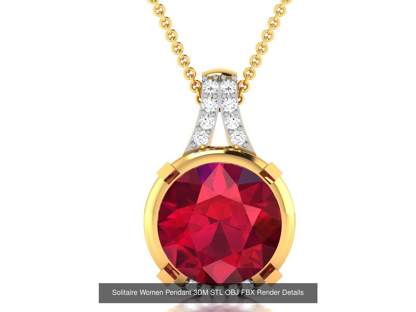 100 Diamond Pendant 3dm STL FBX OBJ Render Details Collection _89