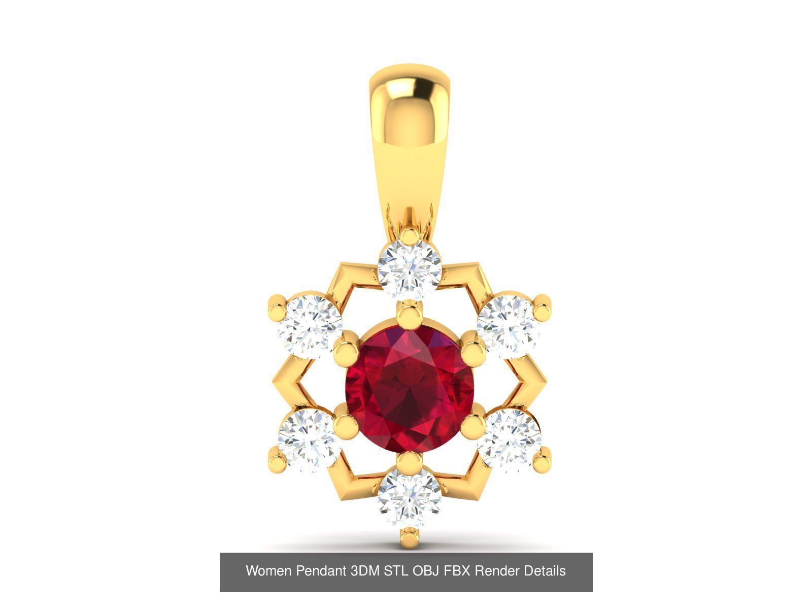 100 Diamond Pendant 3dm STL FBX OBJ Render Details Collection _34
