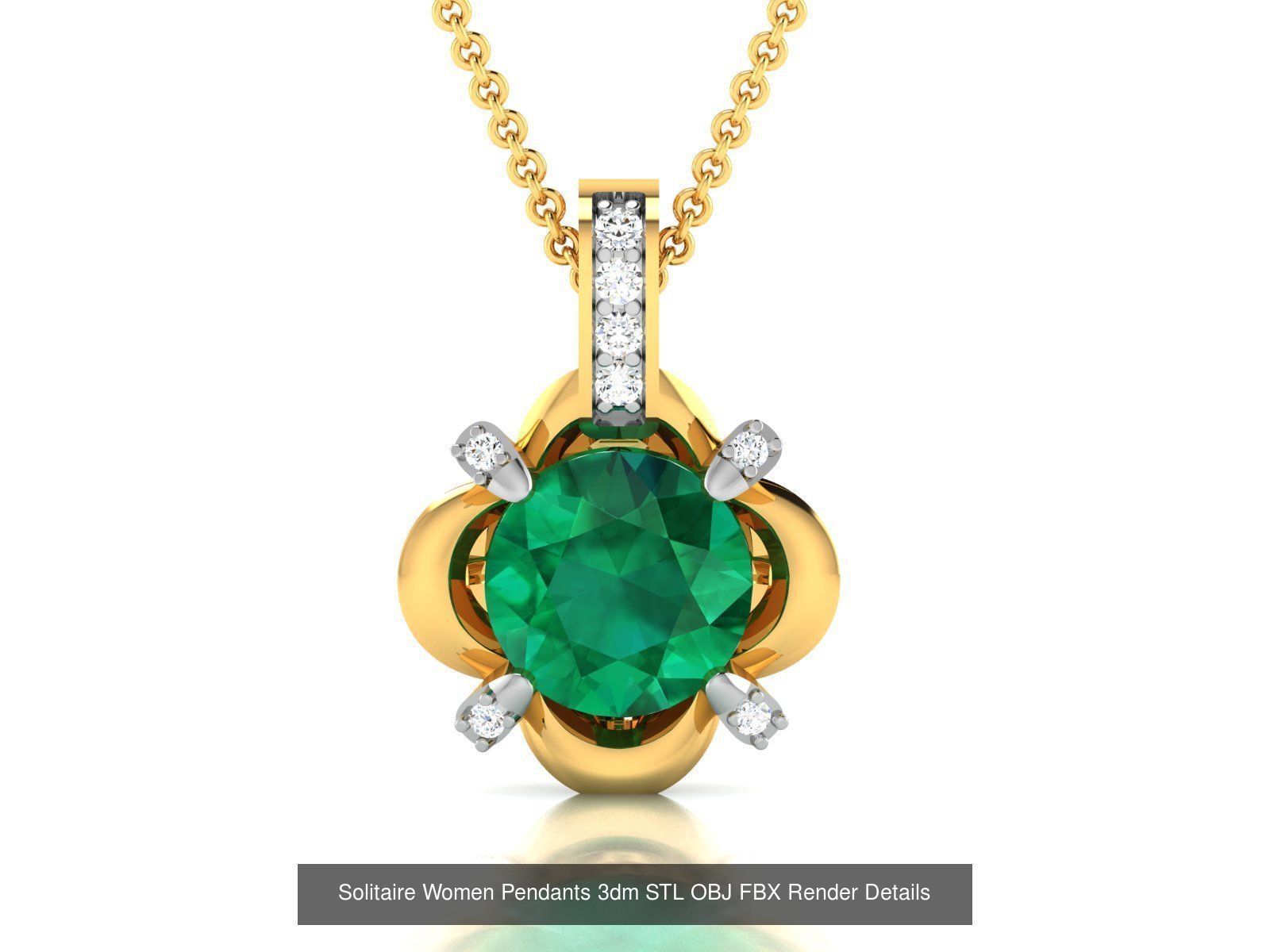 100 Diamond Pendant 3dm STL FBX OBJ Render Details Collection _68