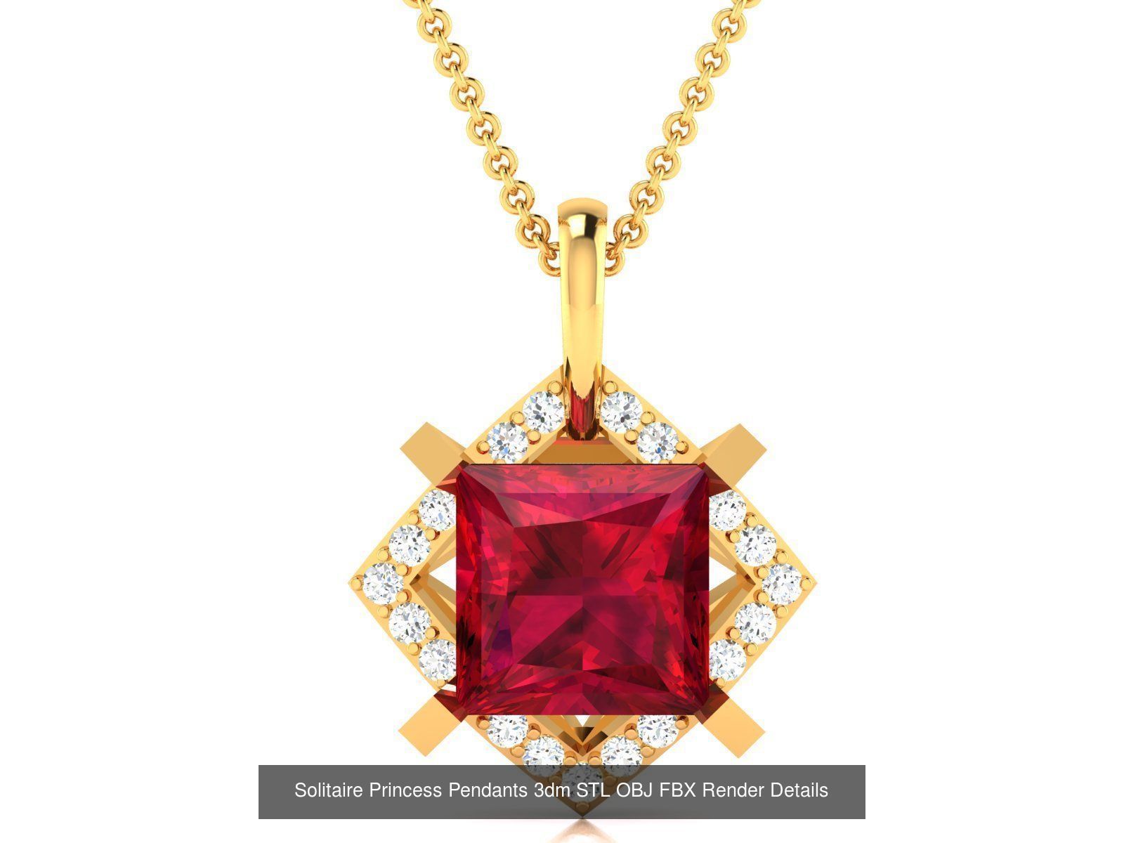 100 Diamond Pendant 3dm STL FBX OBJ Render Details Collection _69
