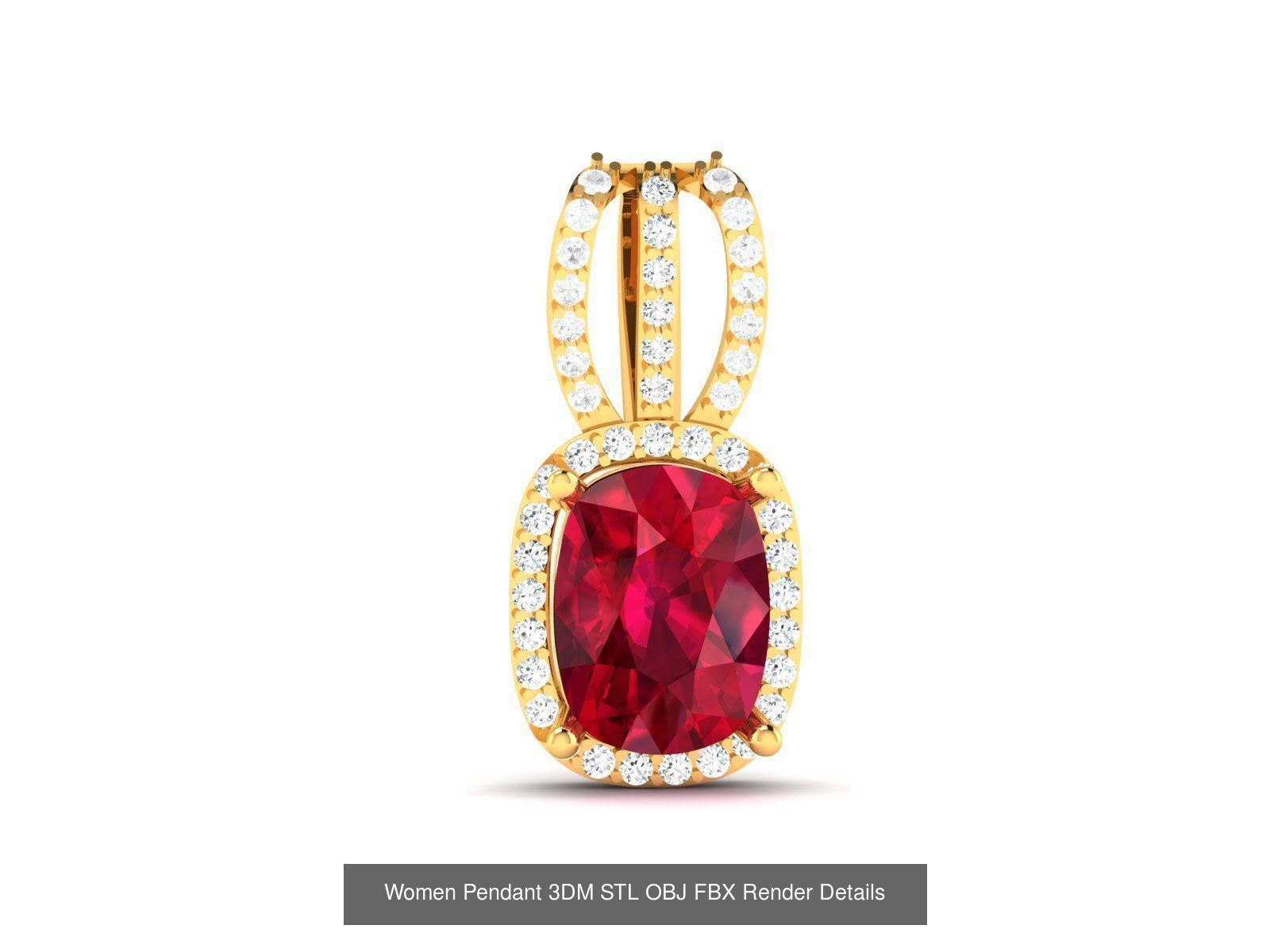 100 Diamond Pendant 3dm STL FBX OBJ Render Details Collection _33