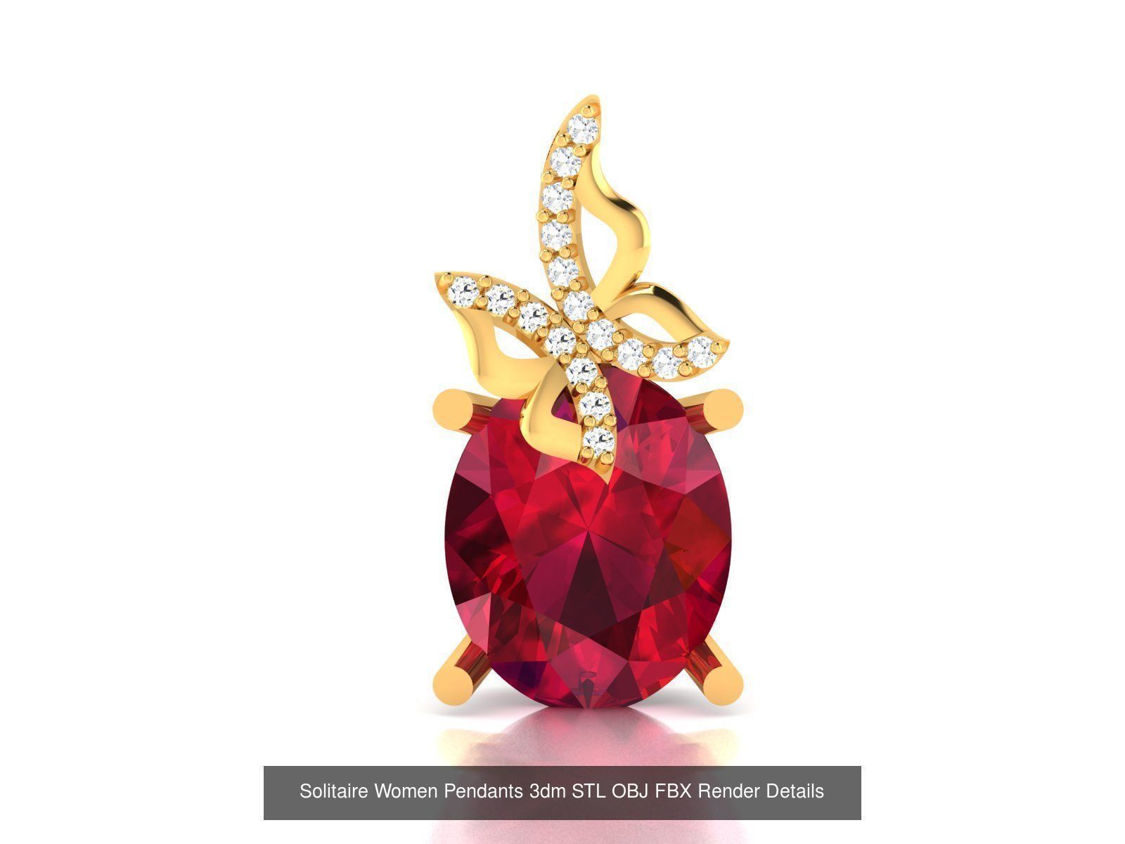 100 Diamond Pendant 3dm STL FBX OBJ Render Details Collection _72
