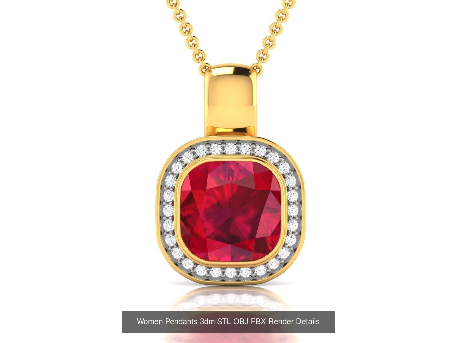100 Diamond Pendant 3dm STL FBX OBJ Render Details Collection _96