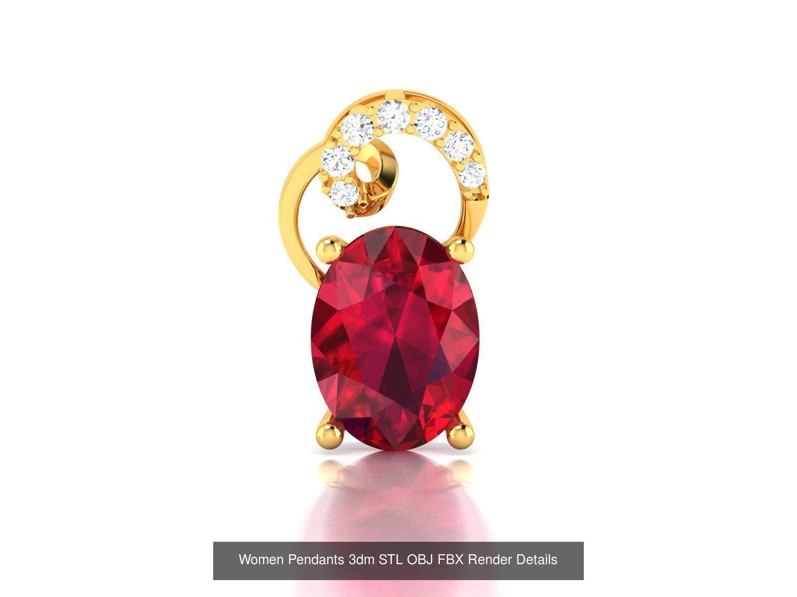 100 Diamond Pendant 3dm STL FBX OBJ Render Details Collection _98