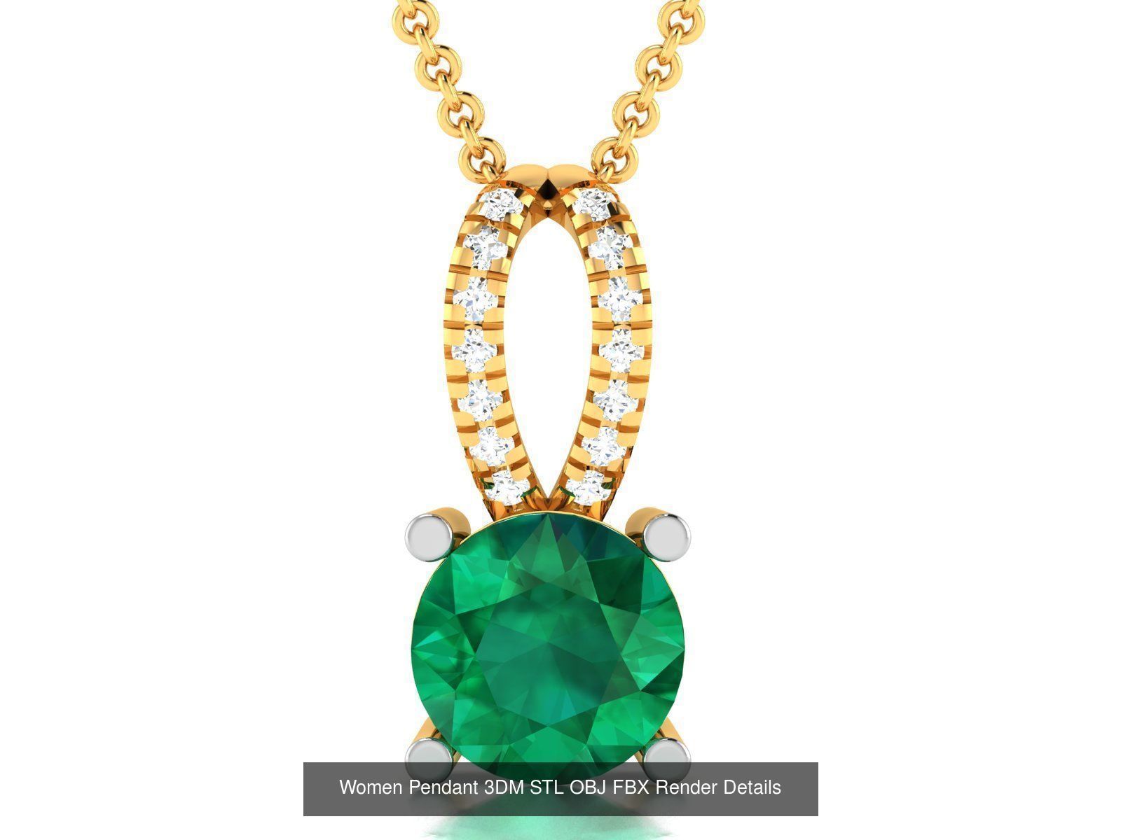 100 Diamond Pendant 3dm STL FBX OBJ Render Details Collection _42