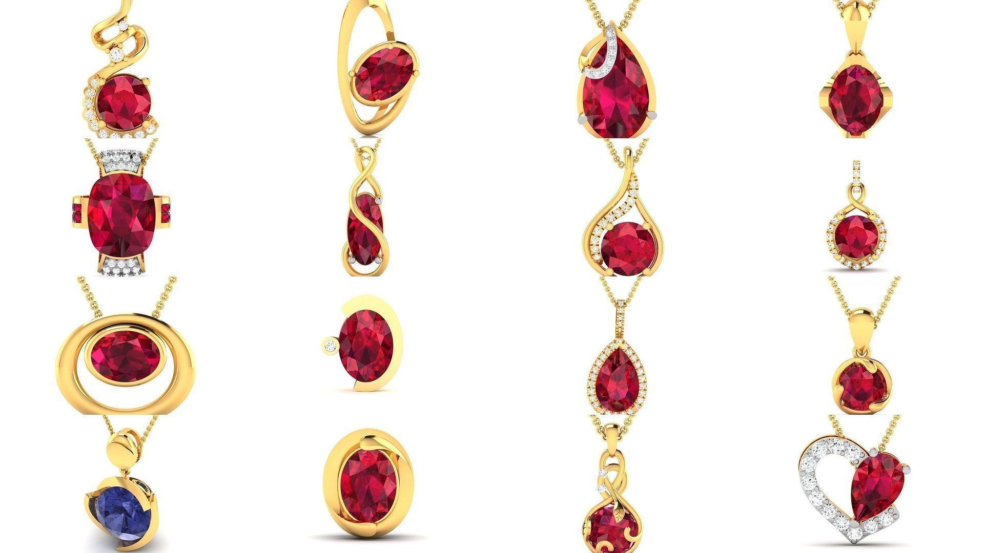 100 Diamond Pendant 3dm STL FBX OBJ Render Details Collection _15