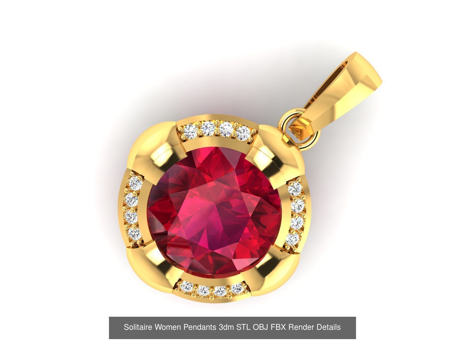 100 Diamond Pendant 3dm STL FBX OBJ Render Details Collection _63
