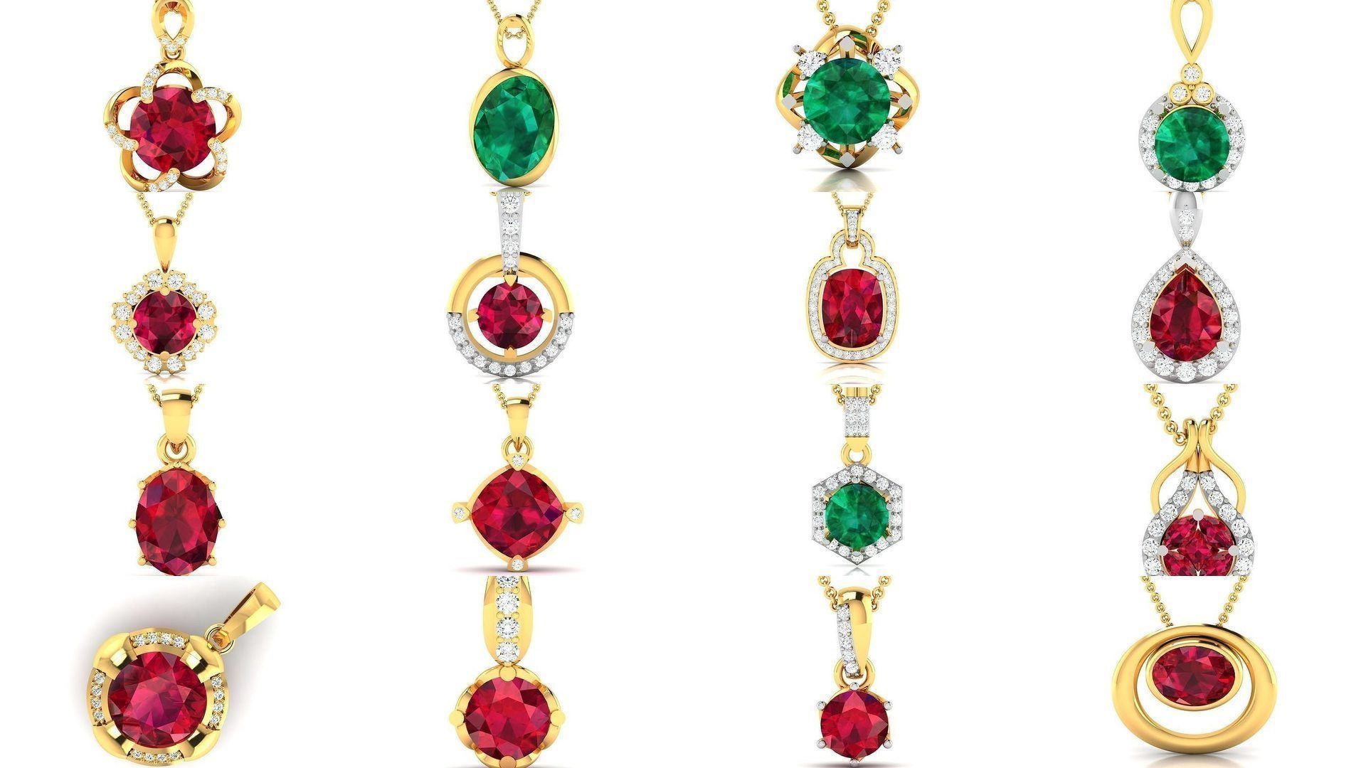 100 Diamond Pendant 3dm STL FBX OBJ Render Details Collection _5