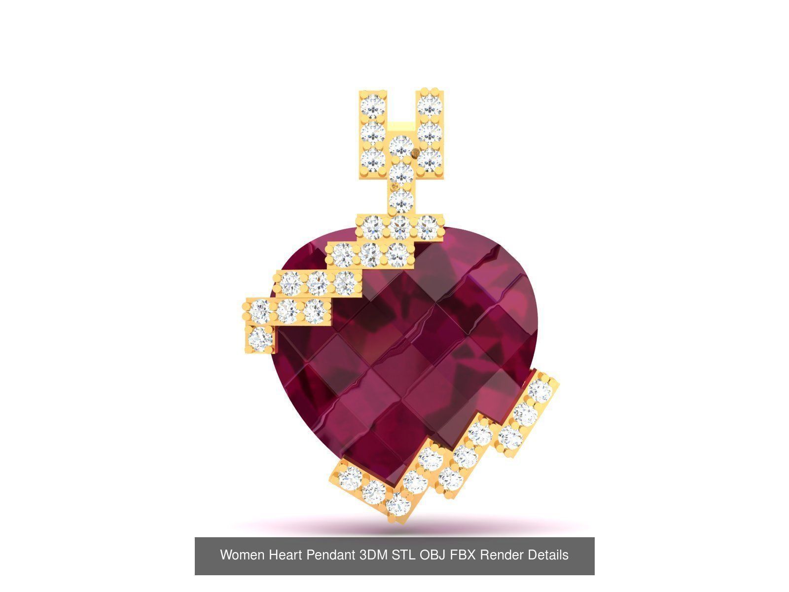 100 Diamond Pendant 3dm STL FBX OBJ Render Details Collection _38