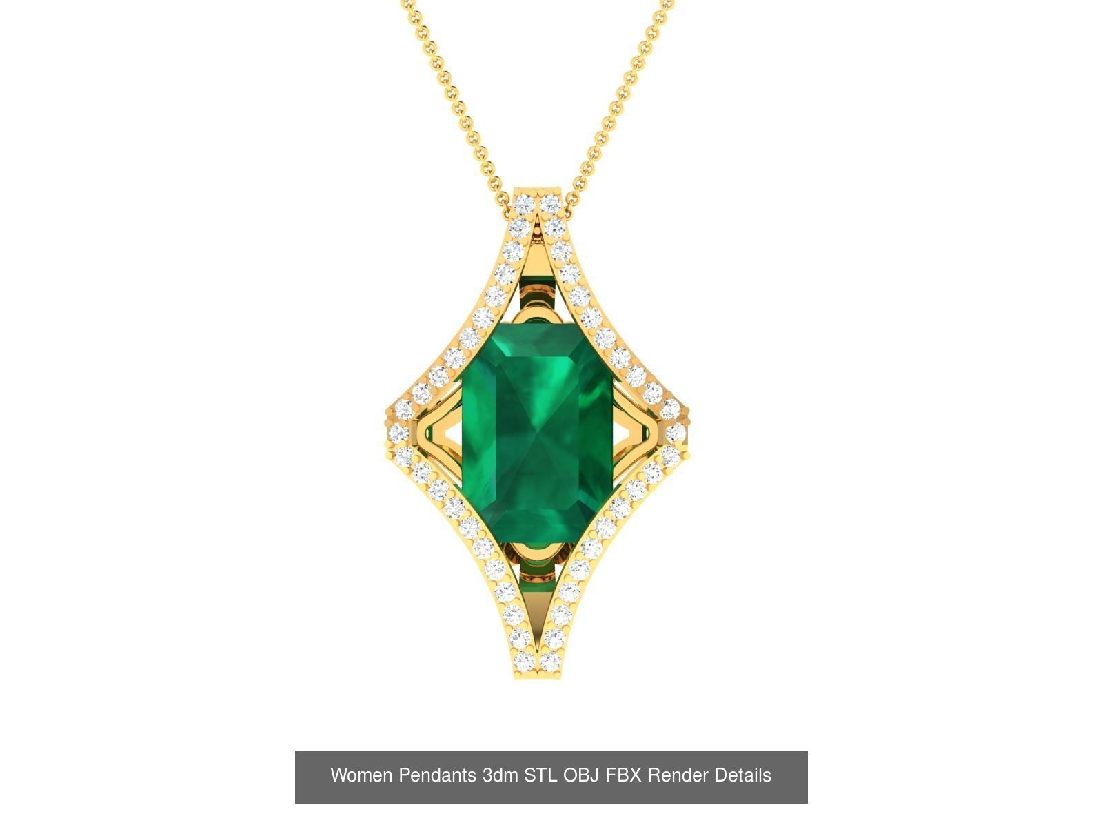 100 Diamond Pendant 3dm STL FBX OBJ Render Details Collection _95