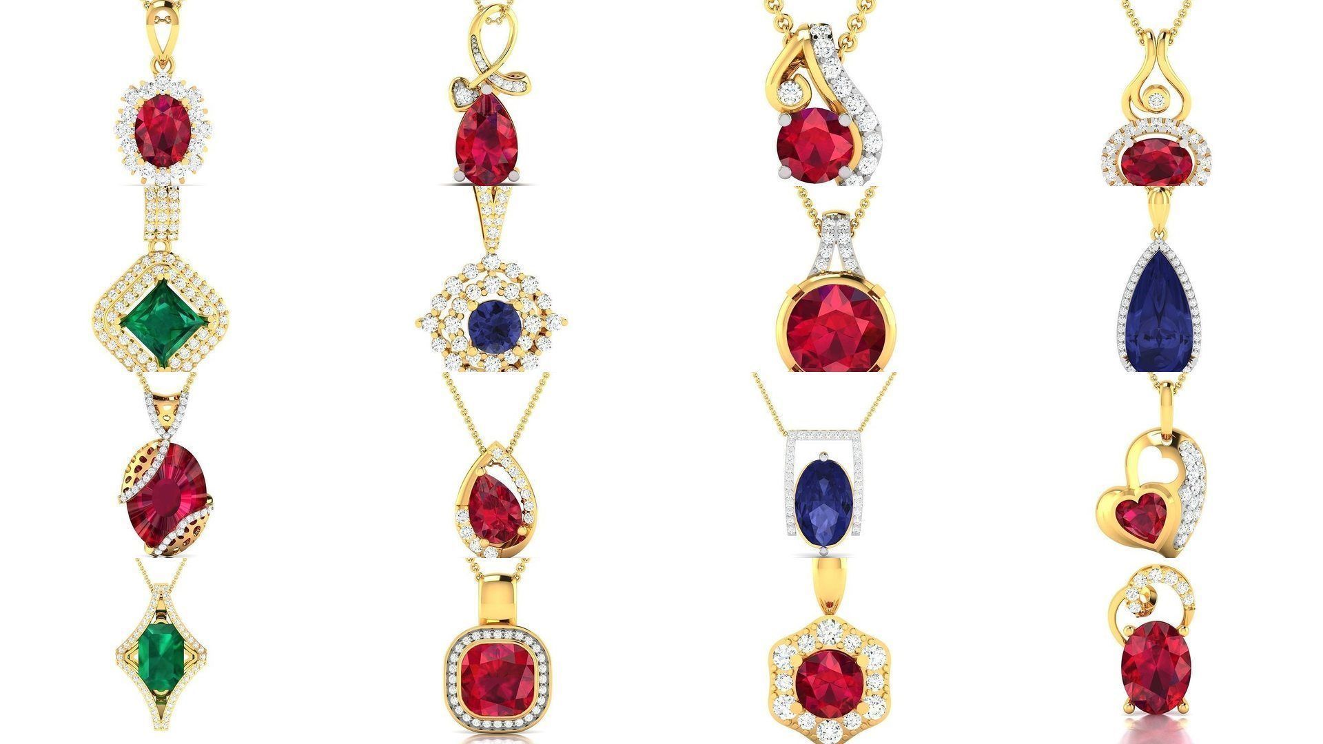 100 Diamond Pendant 3dm STL FBX OBJ Render Details Collection _13