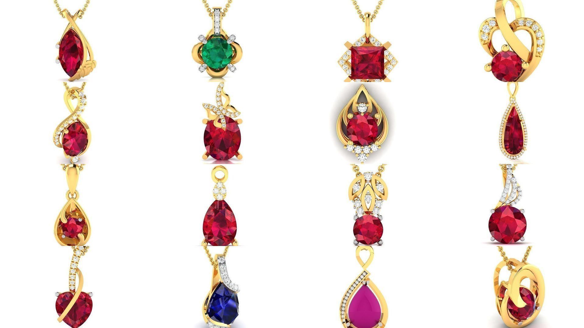 100 Diamond Pendant 3dm STL FBX OBJ Render Details Collection _9