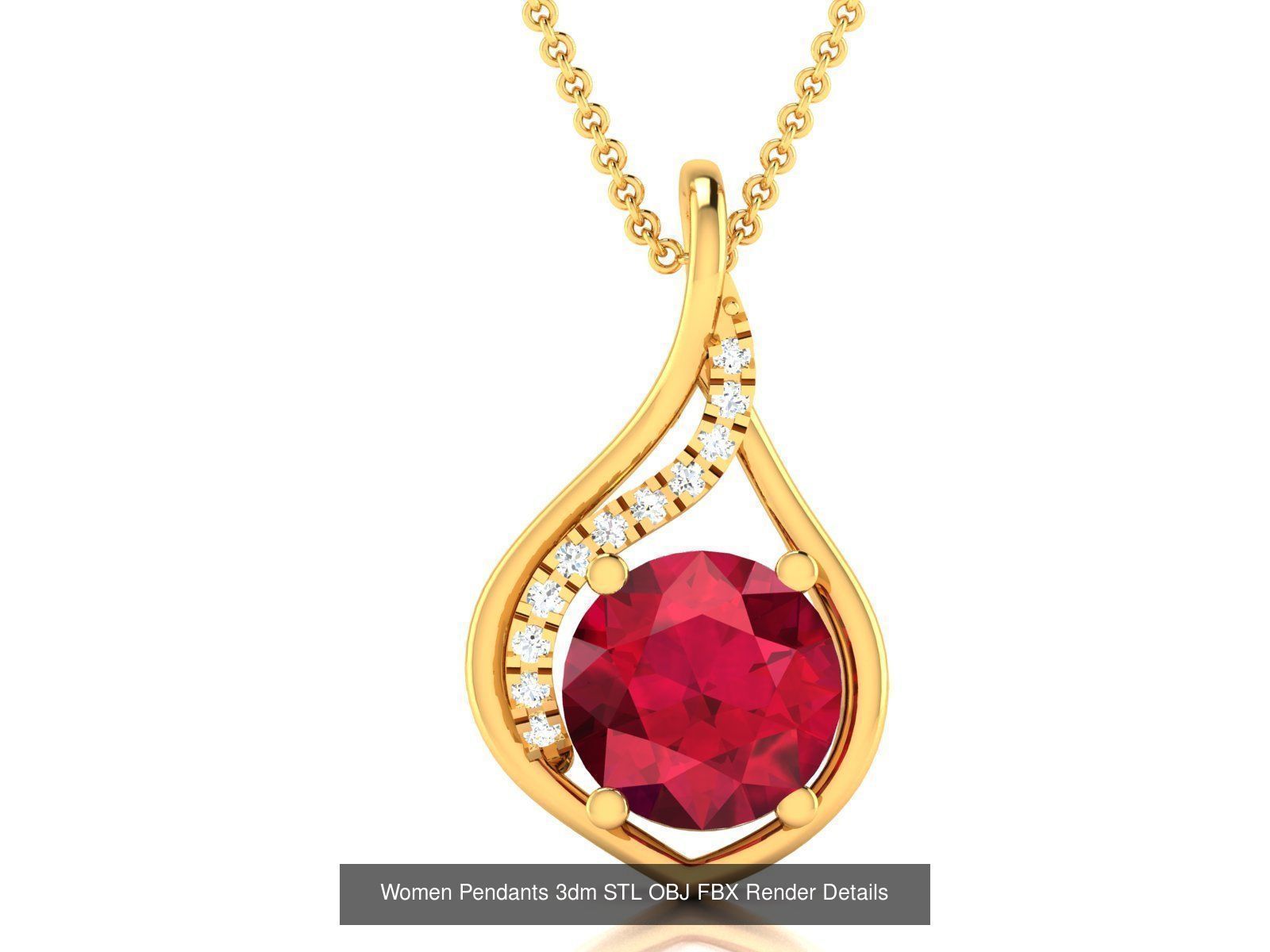 100 Diamond Pendant 3dm STL FBX OBJ Render Details Collection _105