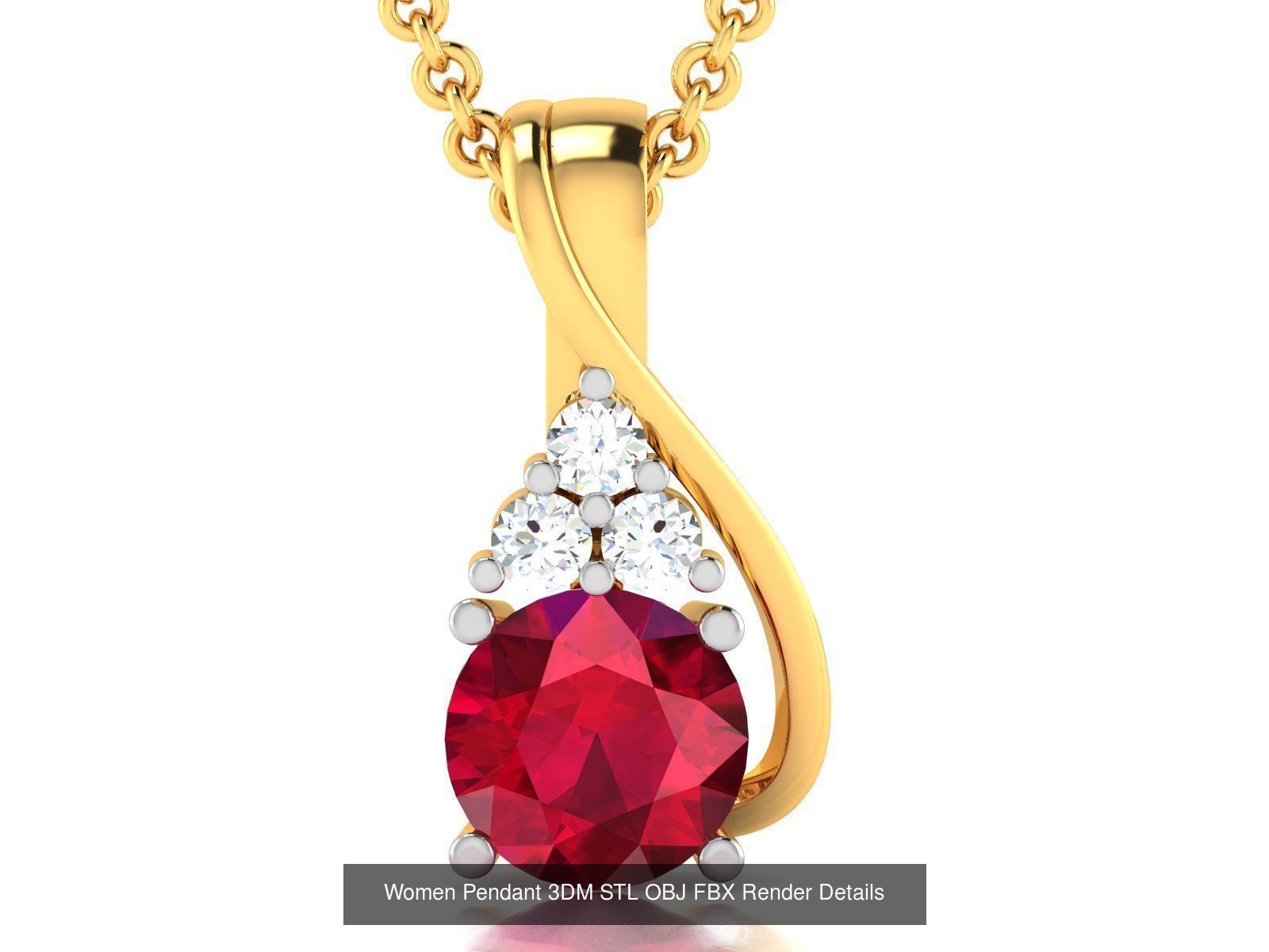 100 Diamond Pendant 3dm STL FBX OBJ Render Details Collection _27