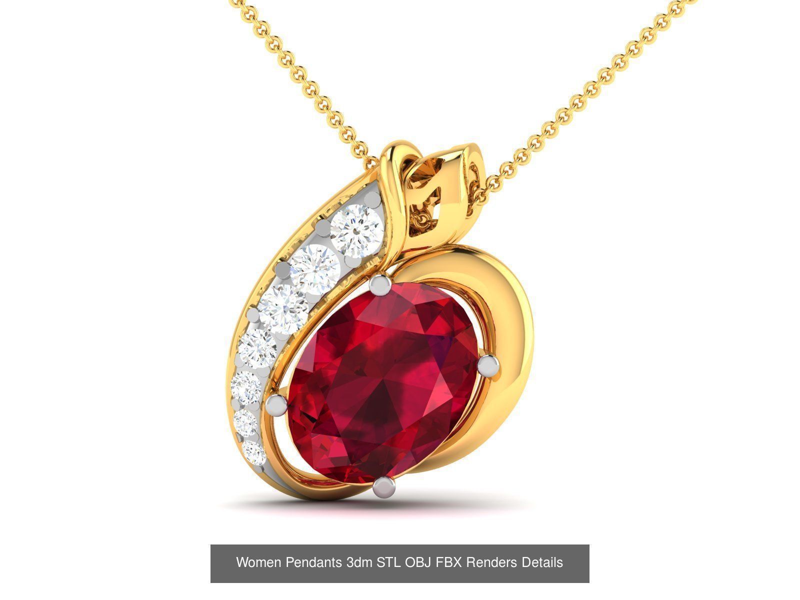 100 Diamond Pendant 3dm STL FBX OBJ Render Details Collection _115