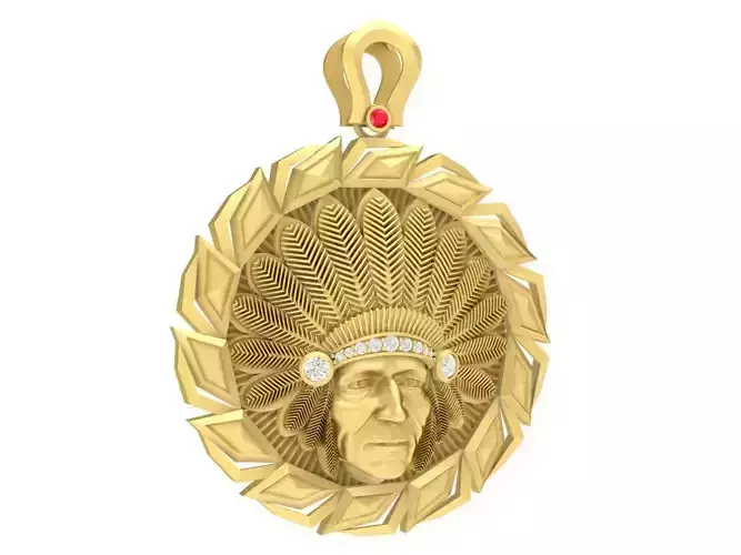 Indian Chief Head Pendant Jewelry for Men 3611 3D print model