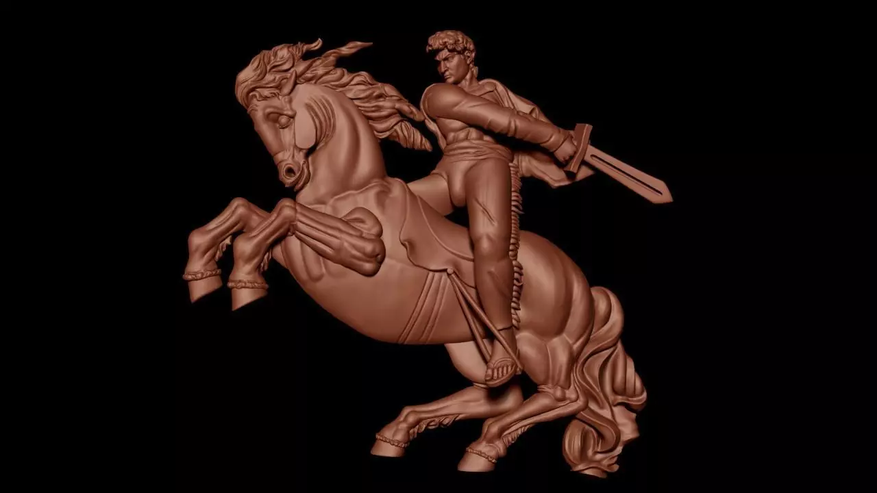 Horse with Man 3D print model_0