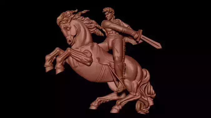 Horse with Man 3D print model