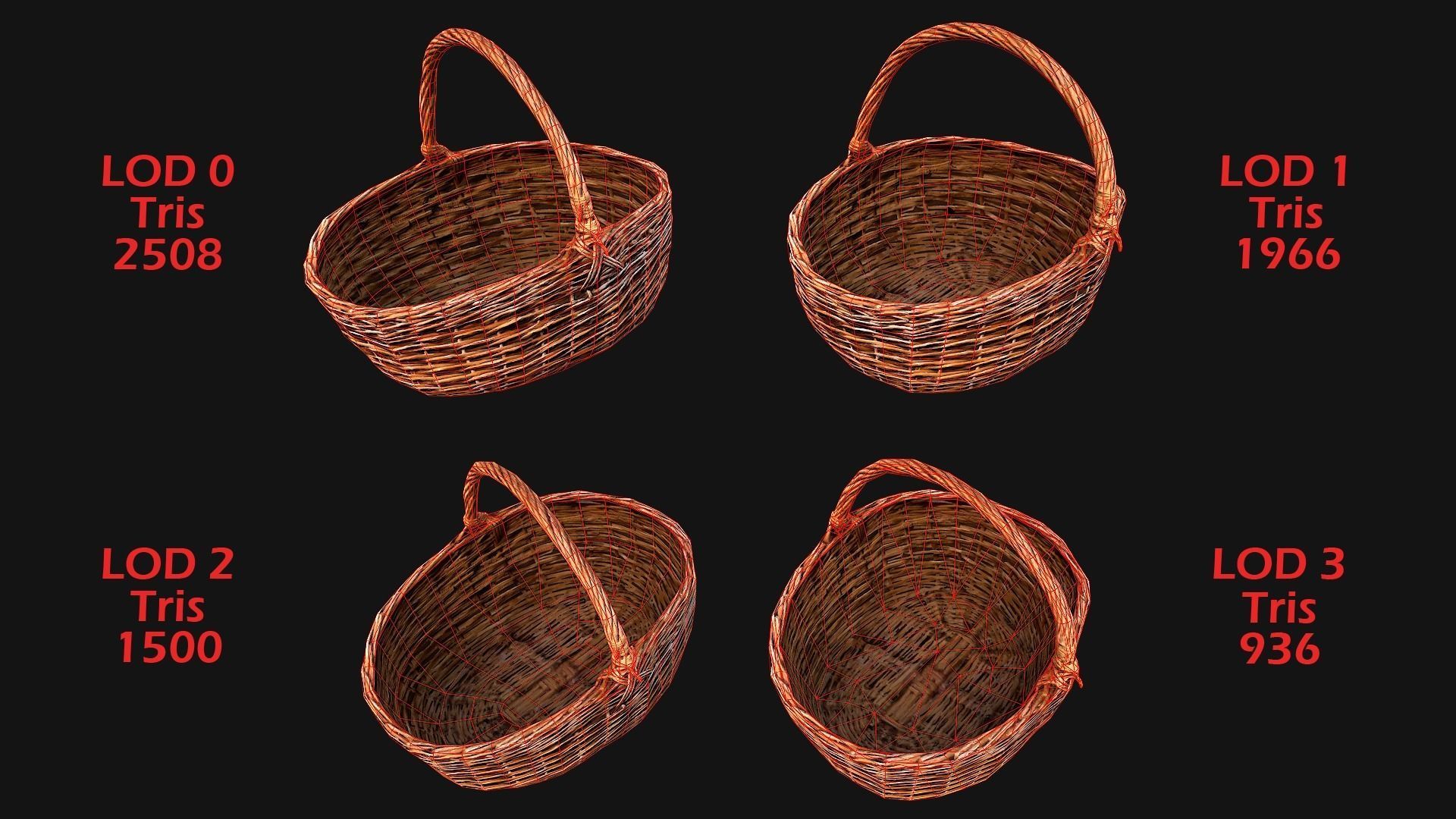 Basket with Vegetables Low-poly 3D model_8
