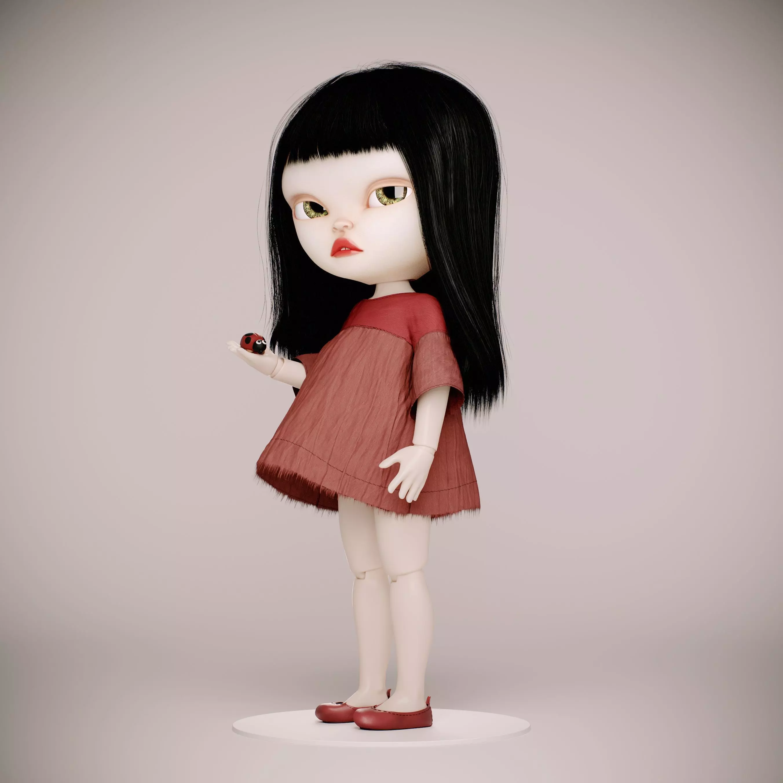 Olivia doll with Ladybug 3D model