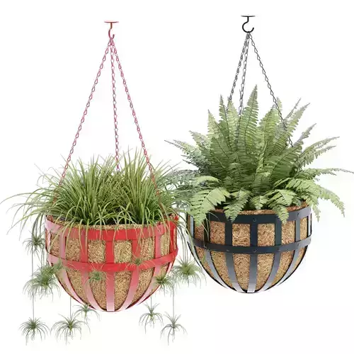 Relaxdays two hanging planters with plants and ferns