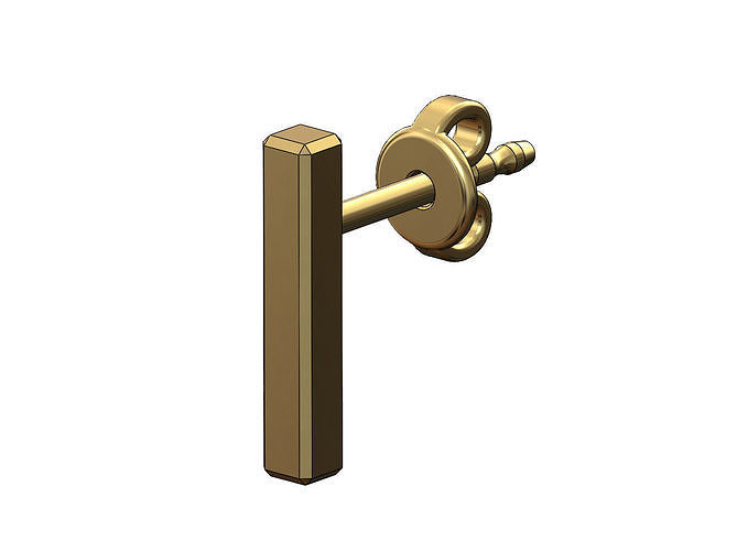 Simple long gold bar stud earring 3D print model