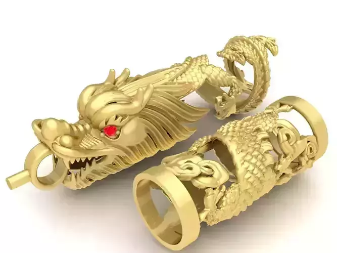 Gold Dragon Warp Leather Necklace or Bracelet Jewelry 3613 3D print model