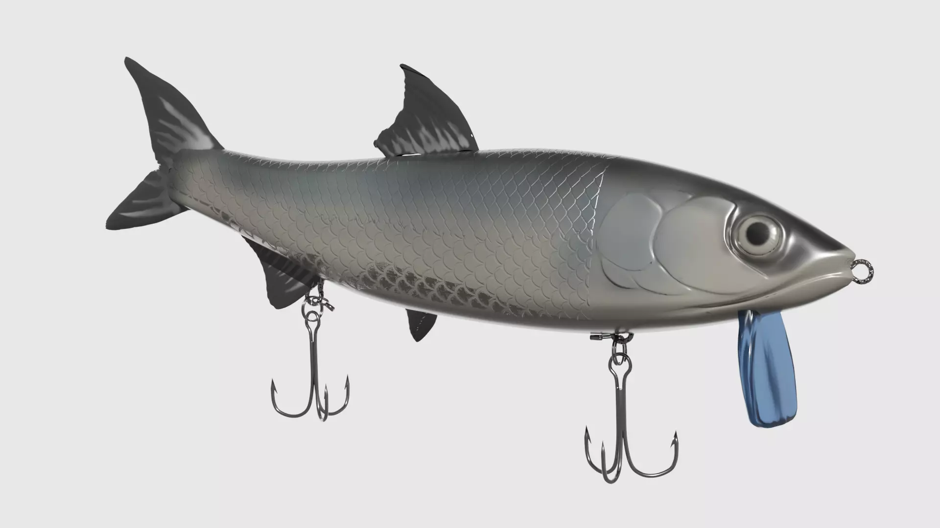 Realistic Fishing Lure Bait with Double Hook Setup Low-poly 3D model