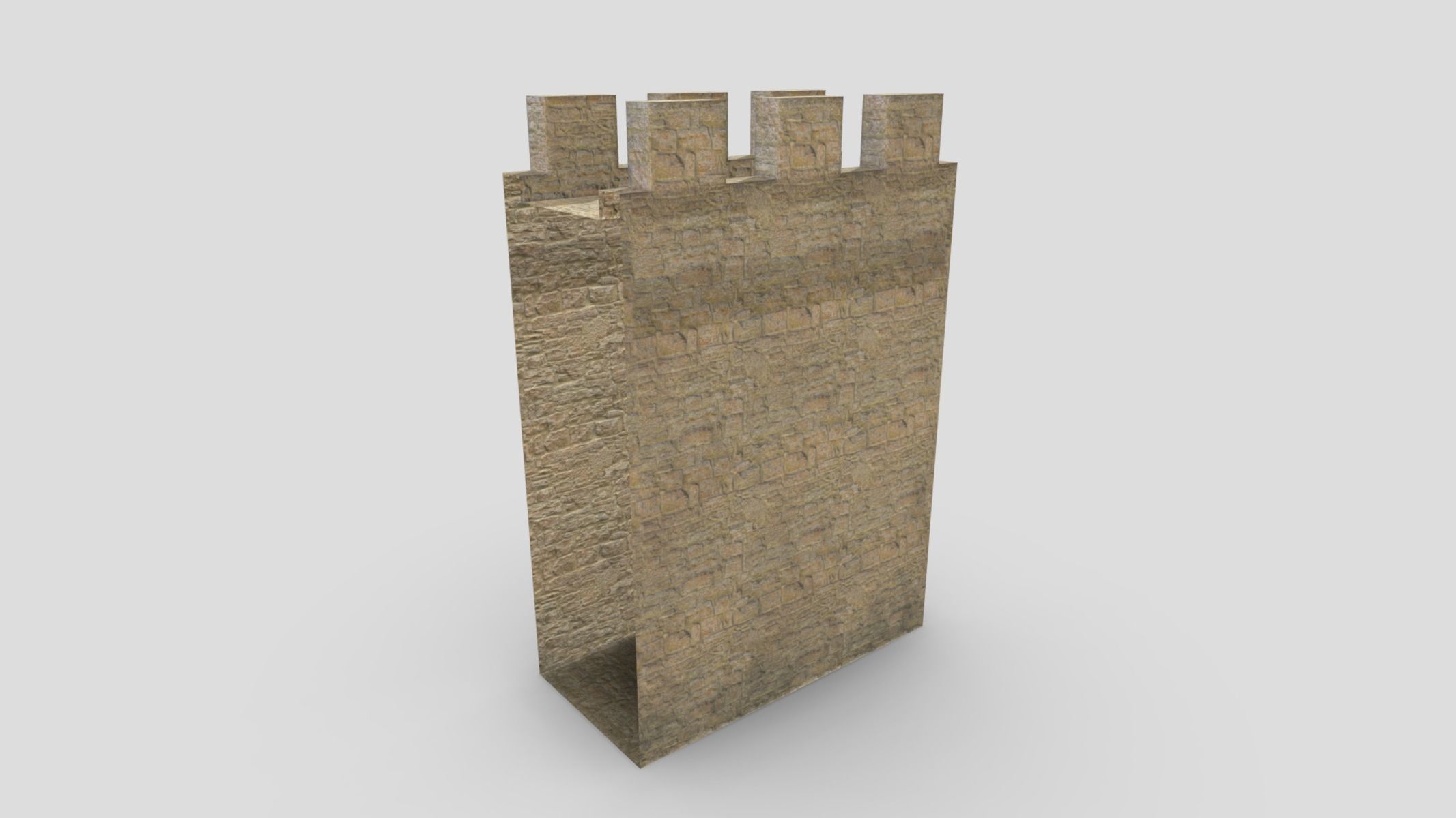 Medieval Castle Module 02 Low Poly PBR Realisitc  Low-poly 3D model_4