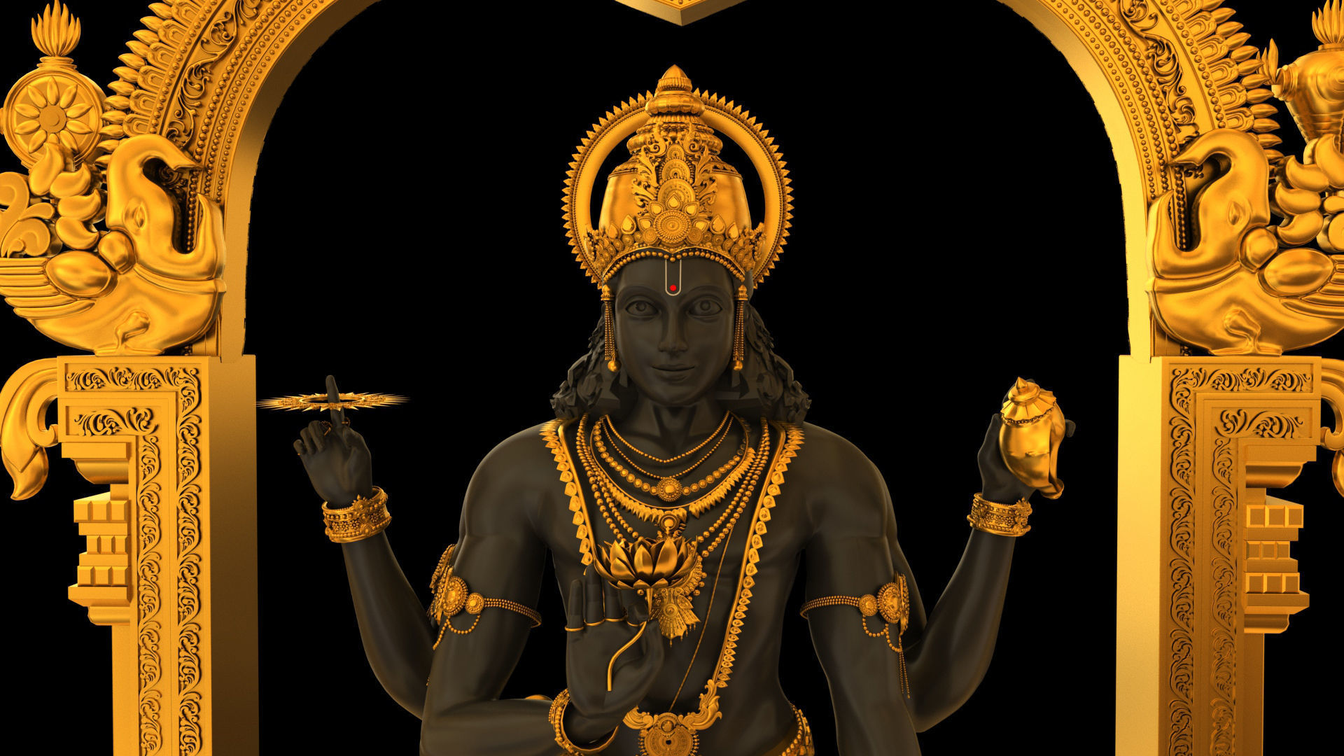 lord vishnu temple 3D model_7